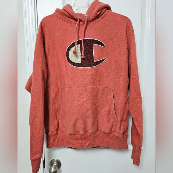 Champion Sweatshirt Unisex Med Hoodie Reverse Weave Heavy Tuft Logo Pullover GUC - Picture 1 of 10